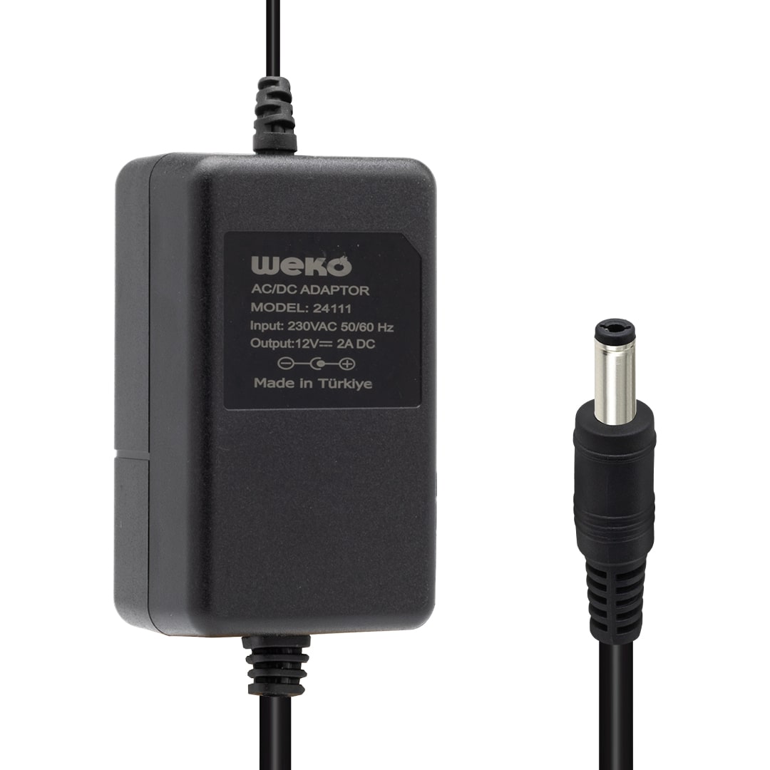 M2588-WEKO 12 VOLT - 2 AMPER 5.5*2.1 UÇLU YERLİ ÜRETİM PLASTİK KASA MASAÜSTÜ ADAPTÖR